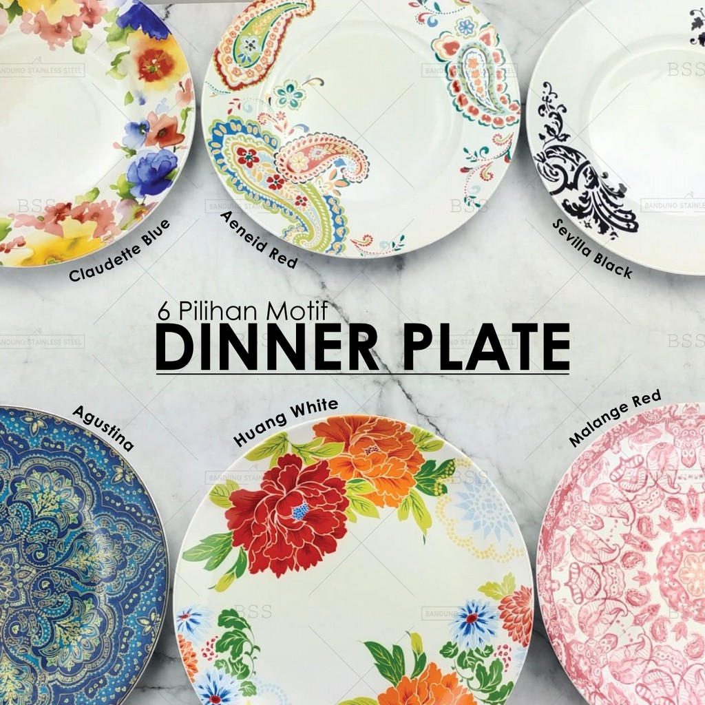 Sango Dinner Set 16 in 1 Pilihan Motif Bunga Warna Floral Melangi Red Agustina Claudette Blue Huang