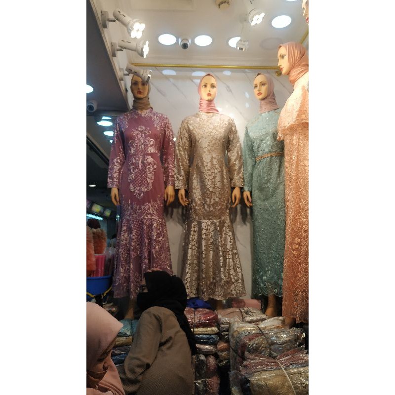 gamis pesta duyung / gamis mewah / gamis duyung mewah / gamis kondangan / gamis pesta jumbo / baju