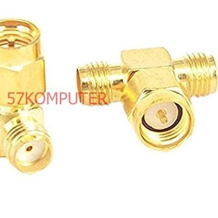 ⅍ Konektor Cabang 2 Antena Router Orbit T SMA Male to 2x SMA Female - Konektor T KONEKTOR T SAMBUNGA