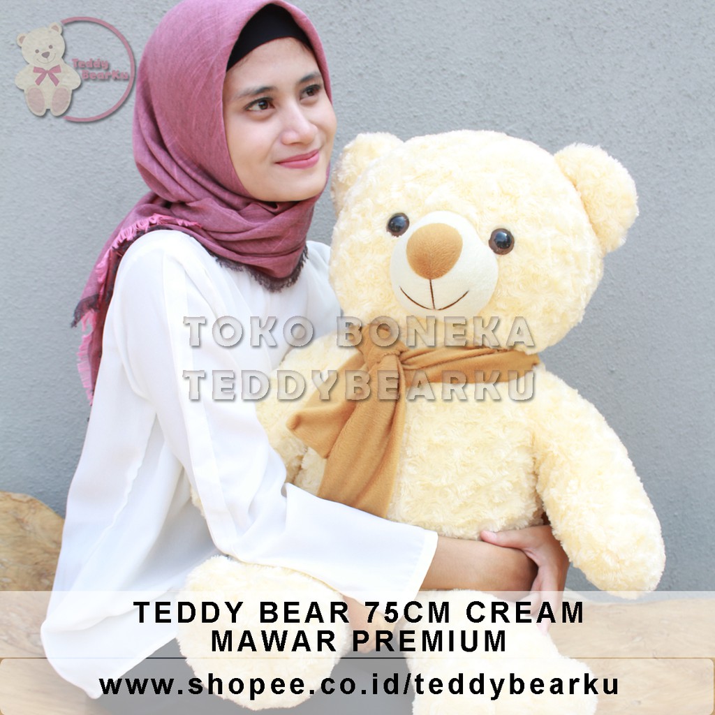 Boneka Teddy Bear XL 75CM Mawar Premium + Syal (Langka)