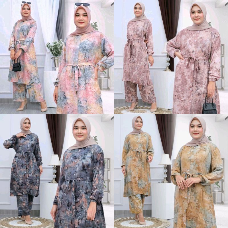 One Set Tunik Selene Rayon  Jumbo Ld 120 Handmade Motif Tiedye