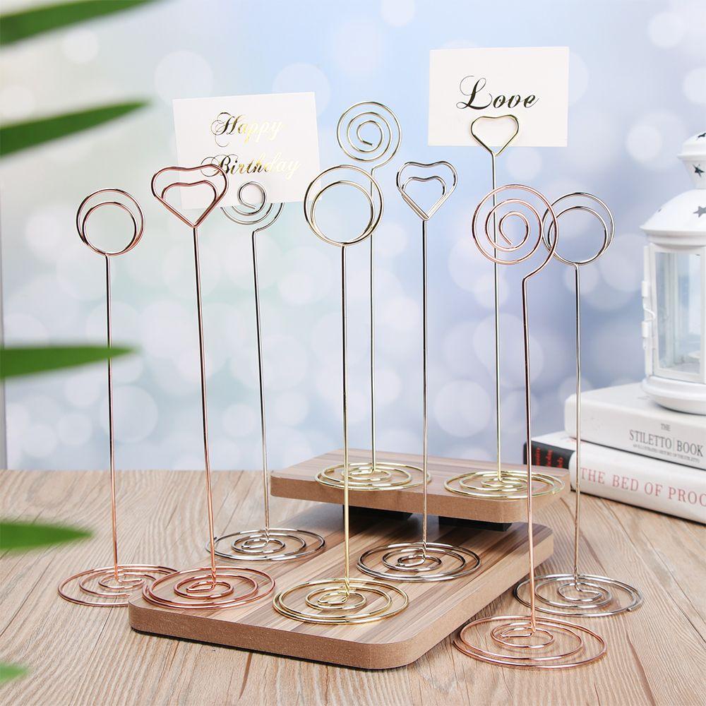 [POPULAR] 1pc Metallic Clamps Stand Romantic Table Numbers Holder Place Card Paper Clamp Fashion Heart Shape Rose Gold Desktop Decoration Wedding Supplies Photos Clips/Multicolor