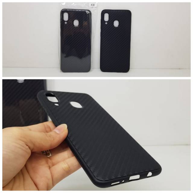 Soft Case Samsung A30 A305 6.4 inchi Black TPU Slim Fiber Carbon Samsung A20 A205 Casing Samsung A30