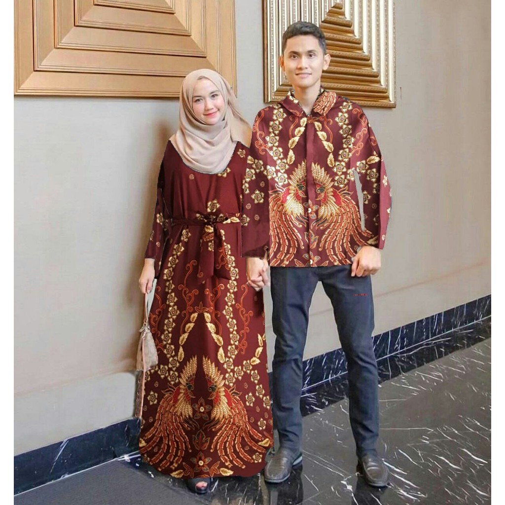 COUPLE NAZWA baju pesta pasangan gamis dress muslim wanita dan kemeja batik pria