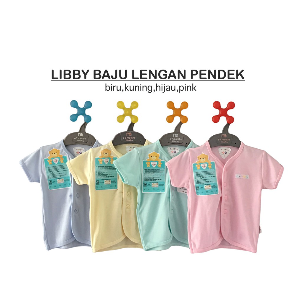 LIBBY 3 Piece Baju  Bayi Lengan Pendek Polos  Warna Size S M 