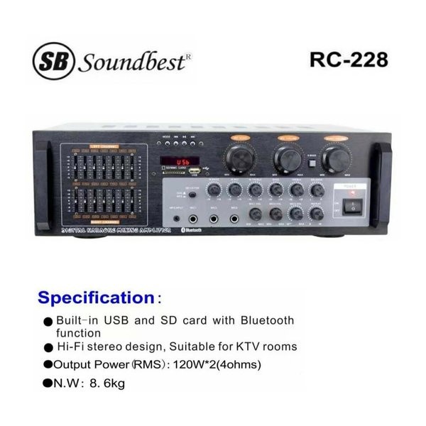 Amplifier Soundbest RC 228 BT RC228BT RC228 Bluetooth Amplifier