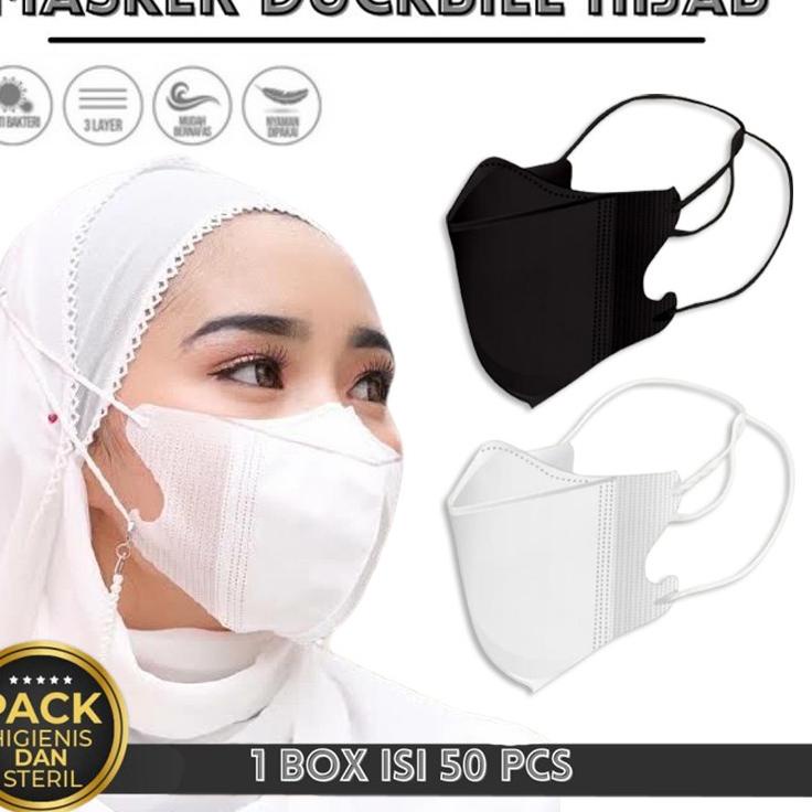 12.12 MALL Masker Duckbill Hijab isi 50 Masker Headloop Disposable Mask Face Mask MALL SHOPPING sale