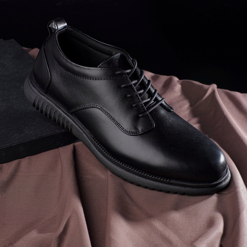 HATTA BLACK ORIGINAL x KENZIOS Sepatu Formal Kulit Sapi Asli Pantofel Tali Full Hitam Pria Kerja Kantor Resmi Kantoran Wisuda Kuliah Pesta Wedding Kondangan Nikah Casual Derby Genuine Leather Oxford Kenzio Footwear Big Size Ukuran Jumbo 44 Keren Terbaru