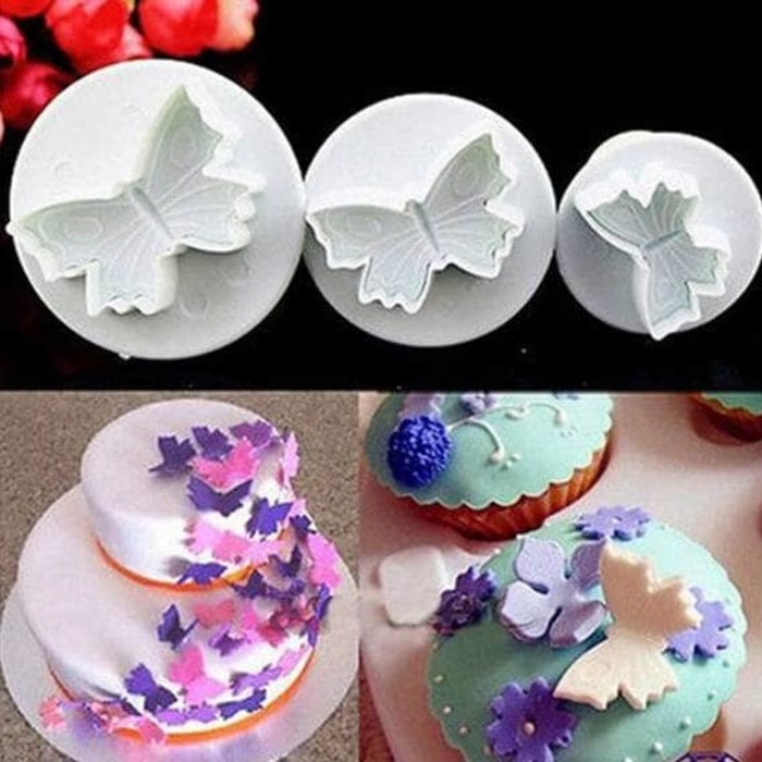 Fondant Plunger Cutter  - Cetakan Fondant Butterfly (3pcs)