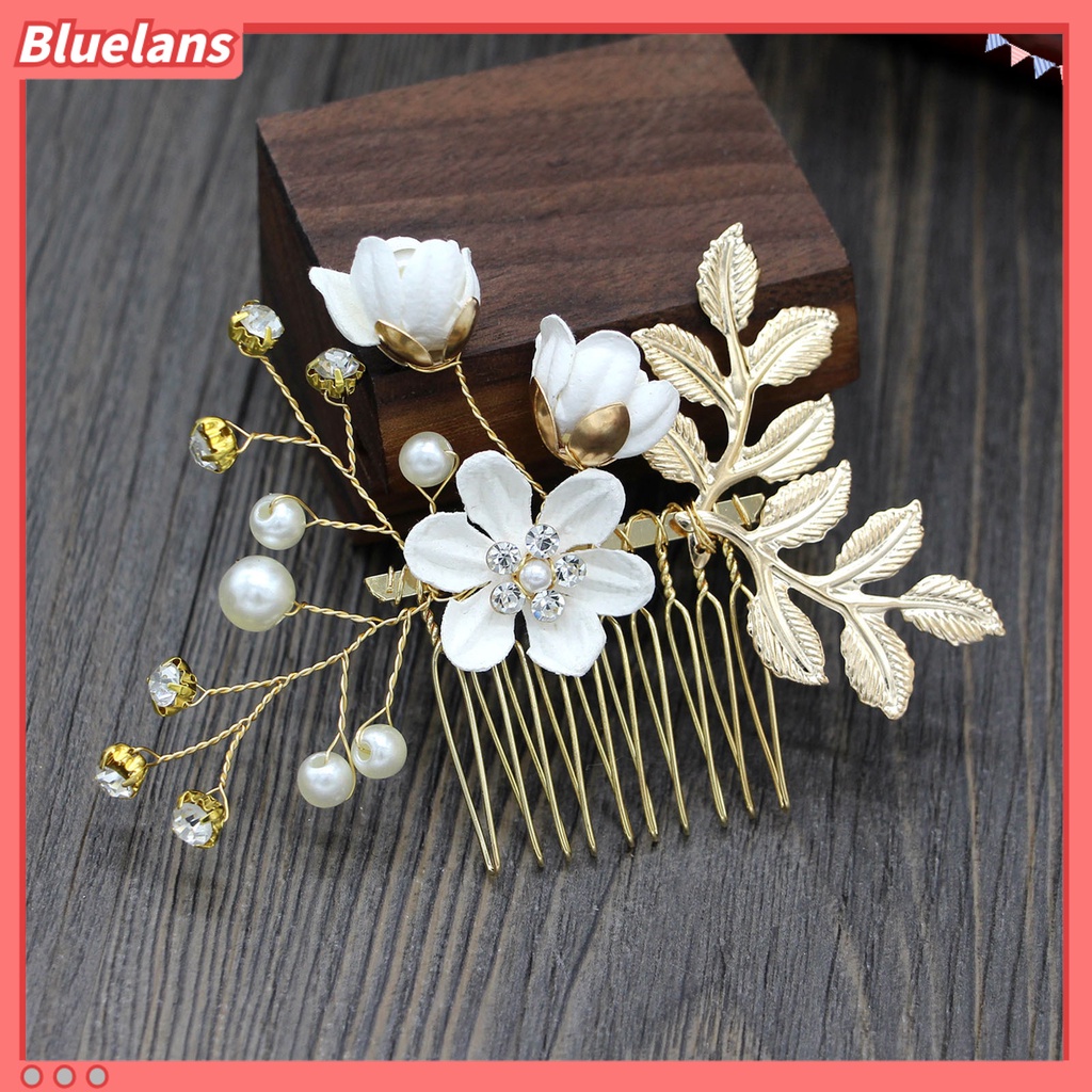 Bluelans Eye-catching Hair Clip Wedding Hair Comb Faux Pearl Crystal Bride Hair Accessories Exquisite for Wedding