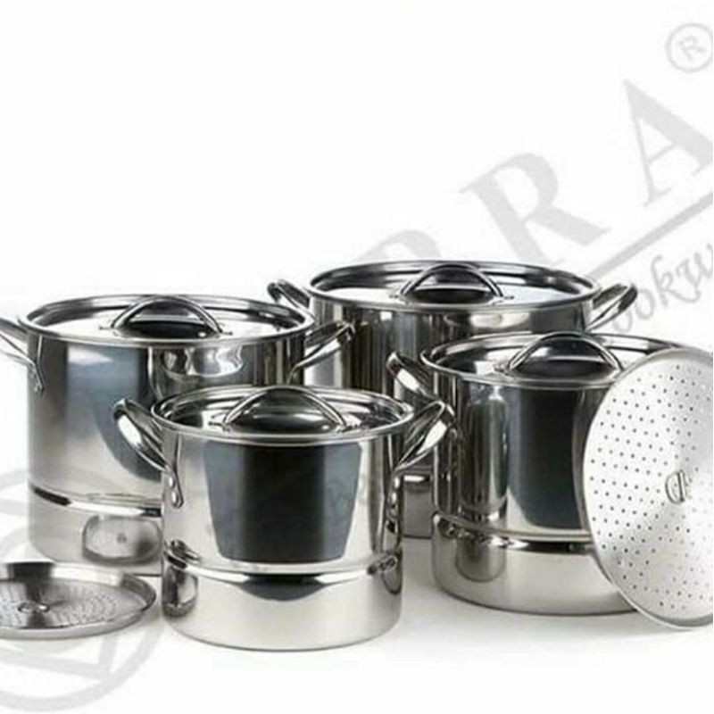 Panci Stockpot Steamer 4 in 1 Supra Dandang Stainless Steel