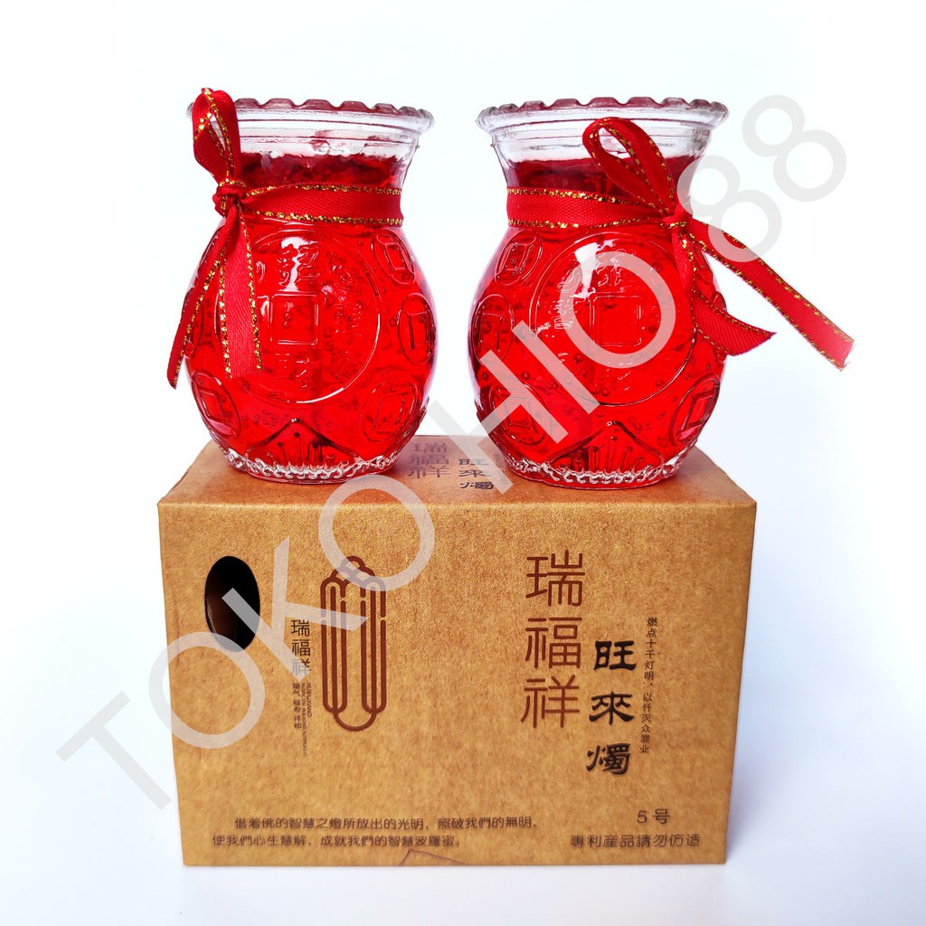 Lilin Jelly Merah Nenas Sembahyang Sepasang a Pair Candle Tahan Lama 24 Jam Awet Unik Lucu Bagus