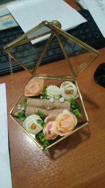 Ring Bearer Tempat Cincin Kaca Terarium Rustic