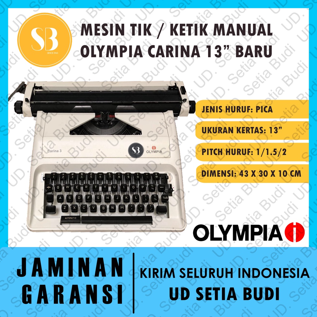 Mesin Ketik Manual Olympia Carina 3 13&quot; Pica Mesin Tik 13 Inch Baru