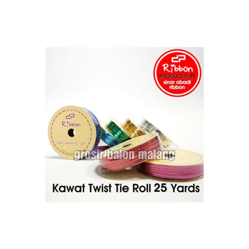 twist tie ROLL 25yards kawat souvenir permen lolipop roti bingkisan pengikat emas