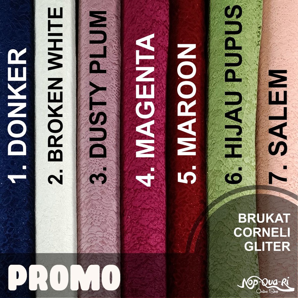 Kain Premium Brokat - Brukat Corneli Gliter Polos Warna Benang Timbul Lace - 0,5m Panjang