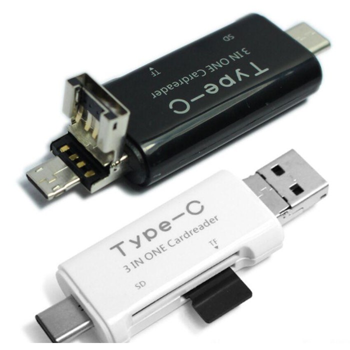 D-178 5 In 1 USB 3.1 Type C SD TF Micro SD Card Reader USB C Micro USB - Hitam