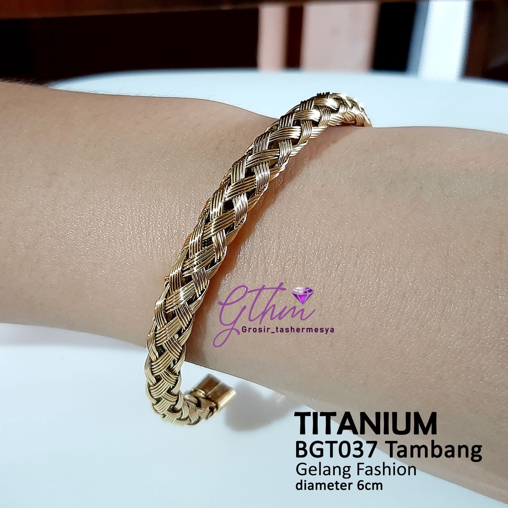 Gelang Tambang Wanita Titanium Gold Rosegold Perhiasan Import Premium Anti Karat Anti Luntur BGT037 Gthm