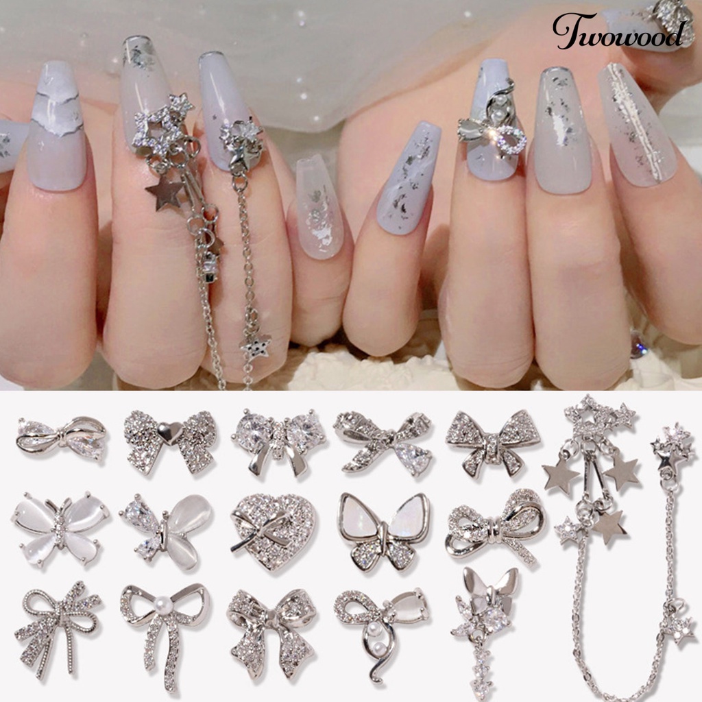 Twowood Ornamen Pita Glitter Dekorasi Nail Art / Manicure DIY