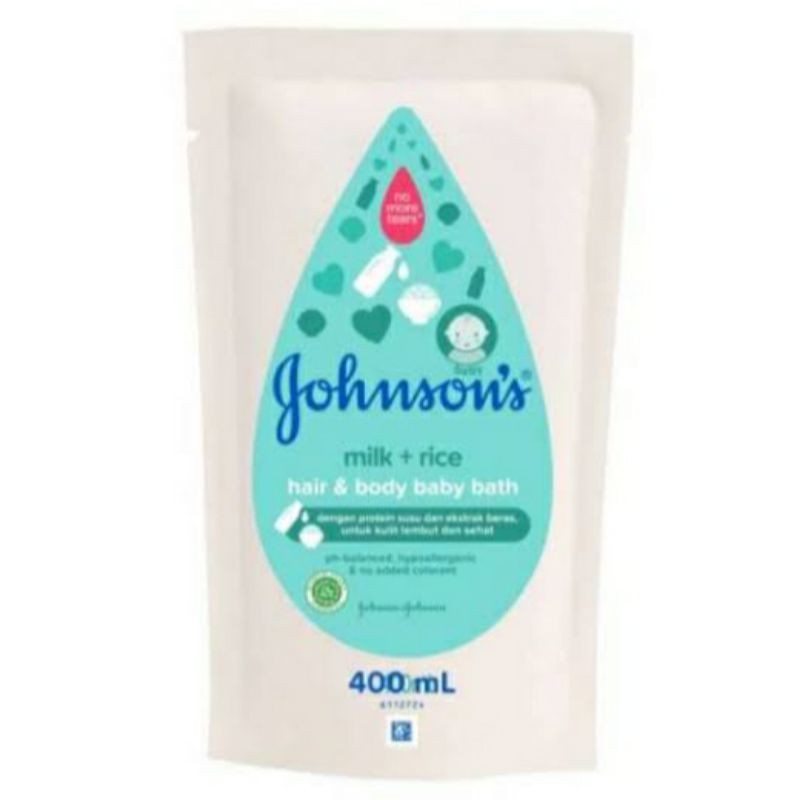 JOHNSON'S Milk + Rice Hair and Body Baby Bath Refill 400ml