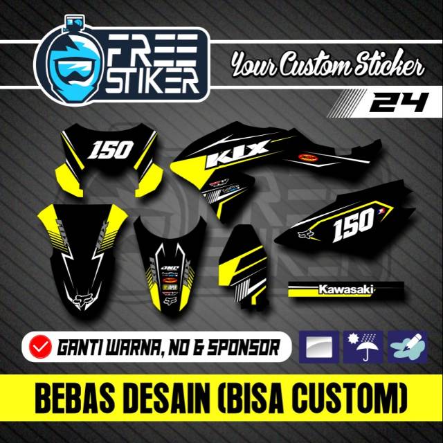 DECAL KLX 150 BF YELLOW FOX KUNING