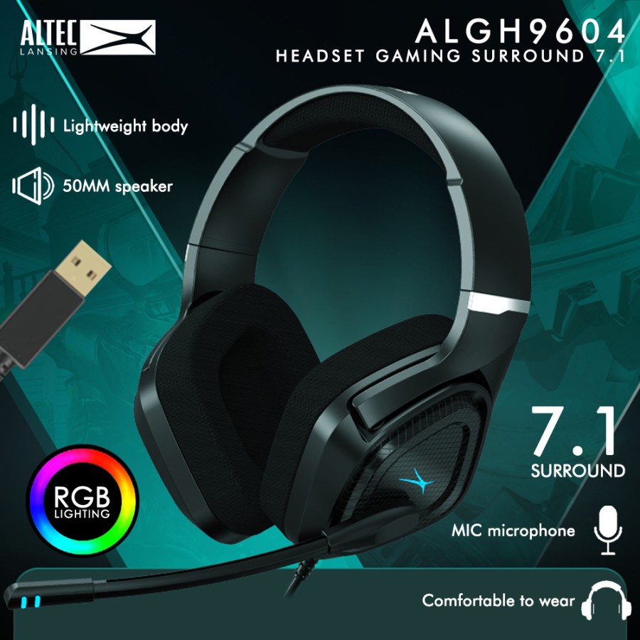 Headset Headphone Gaming Altec Lansing ALGH 9604 USB RGB 7.1 SURROUND