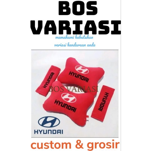 BANTAL MOBIL SATU SET MERK HYUNDAI BANTAL MOBIL MURAH + 2 PCS SARUNG SEATBELT BANTAL FULL ISI DAKRON