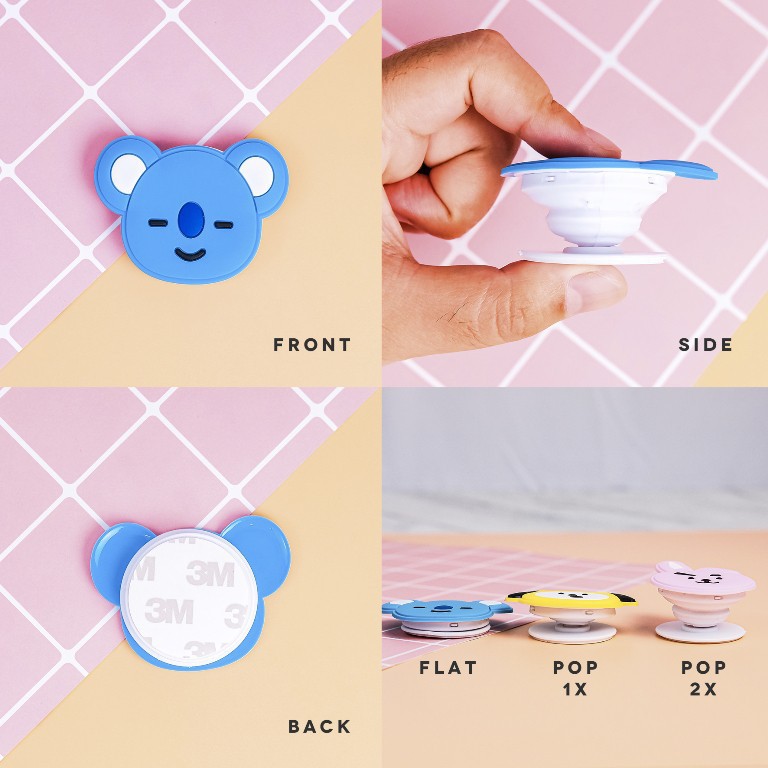 TIKTOK - D6007 Aksesoris Grip HP / Aksesoris Handphone / Socket HP 3D / Pop Socket Karakter BT21 / Pop Socket