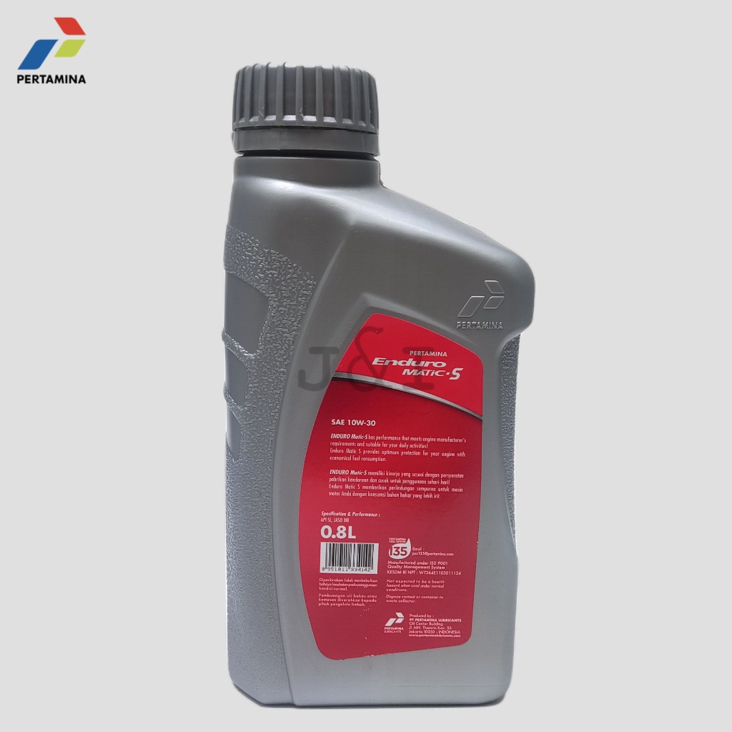 Oli Pertamina Enduro Matic-S 10W-30 API SL JASO MB 0,8 Liter
