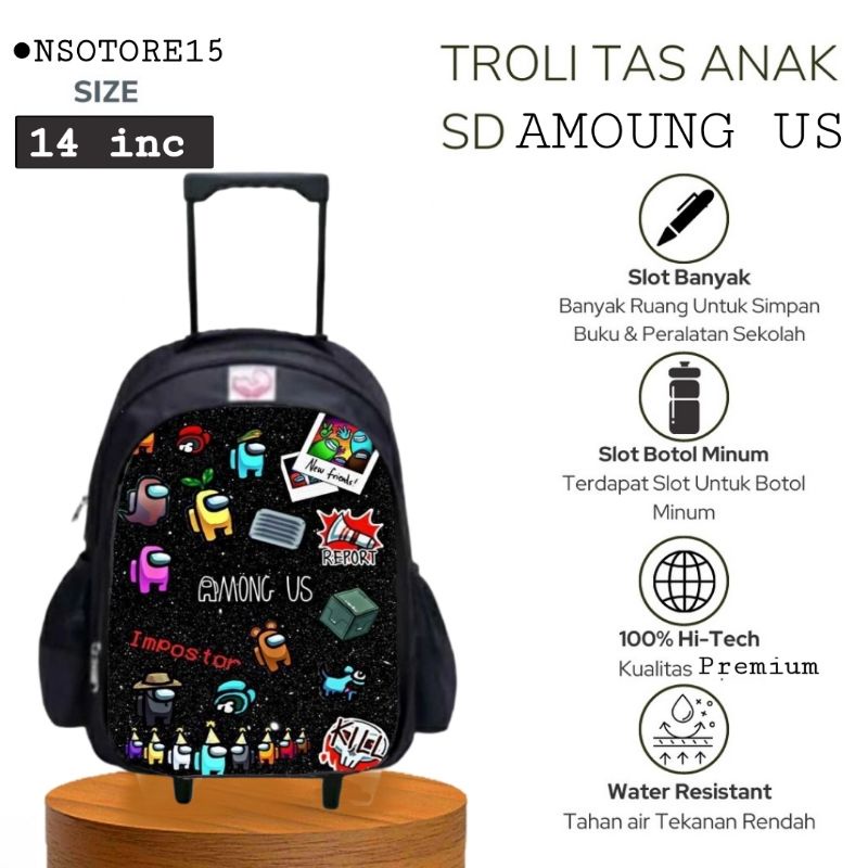 [BISA COD] PROMO Tas Ransel Troly Sekolah Laki Laki Anak Sd AMOUNG US Realpict