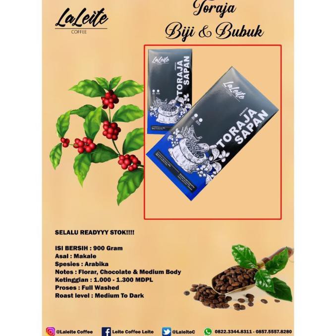 

Best Seller] Kopi Arabica Toraja Sapan 900G - Roastedbean (Biji Sangrai)