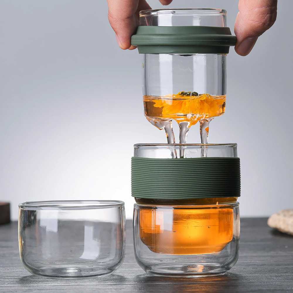 Glass Infuser Tea Cup |Tea Pot Infuser 1600 ML | Teapot Kaca Stainless Tea Maker Teko Teh +Saringan