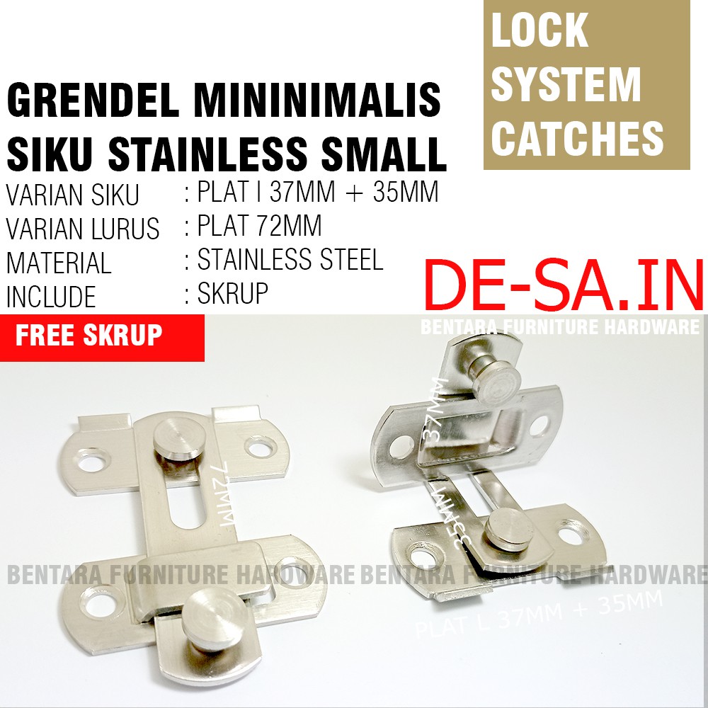 Grendel Kait 3 Inchi Minimalis Stainless Steel -Pengaman Pintu (3 Inchi = 7.5CM)