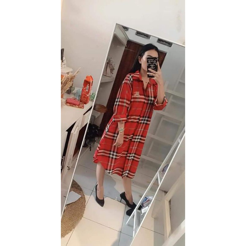 kemeja tunik blueberry maroon