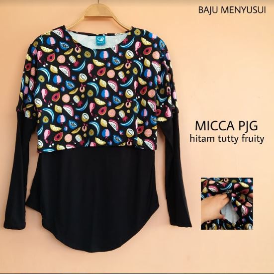 MAMIGAYA Nursing Wear MICCA Panjang Baju menyusui Kaos ASI Atasan Menyusui Casual