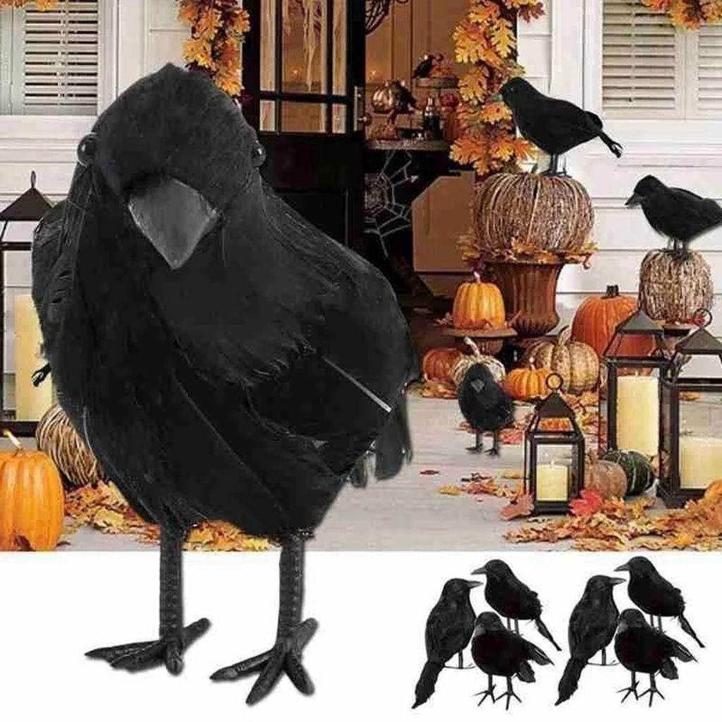 REBUY Burung Gagak Palsu Bahan Plastik Buatan Untuk Pesta,Home Black Festival DIY Model Gagak