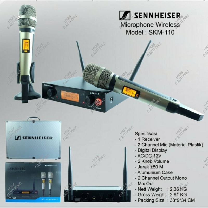 Mic Microphone Wireless SENNHEISER SKM110 SKM 110 SKM-110 Mikrofon 2 Mic Handle Free Koper