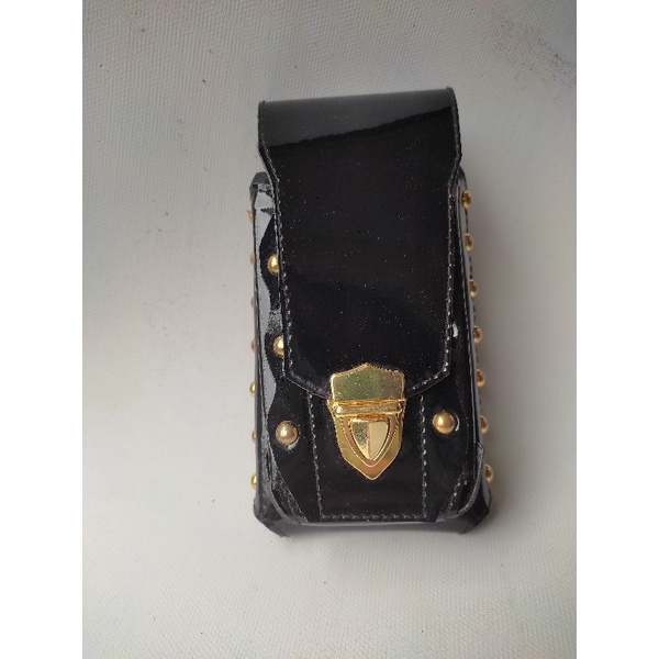 SARUNG HP DOUBLE POUCH KULIT HITAM