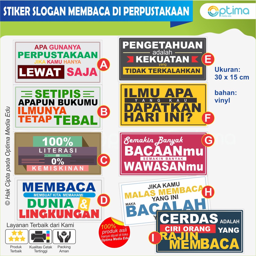 

STIKER SLOGAN DAN MOTIVASI LITERASI DAN MEMBACA DI PERPUSTAKAAN DAN KELAS