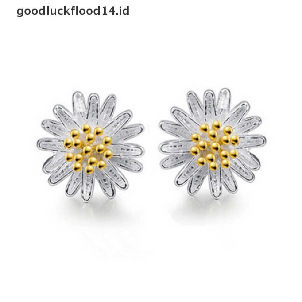 [OOID] Fashion Jewelry 925 Sterling Silver Chrysanthemum Daisy Shape Ear Stud Earrings ID