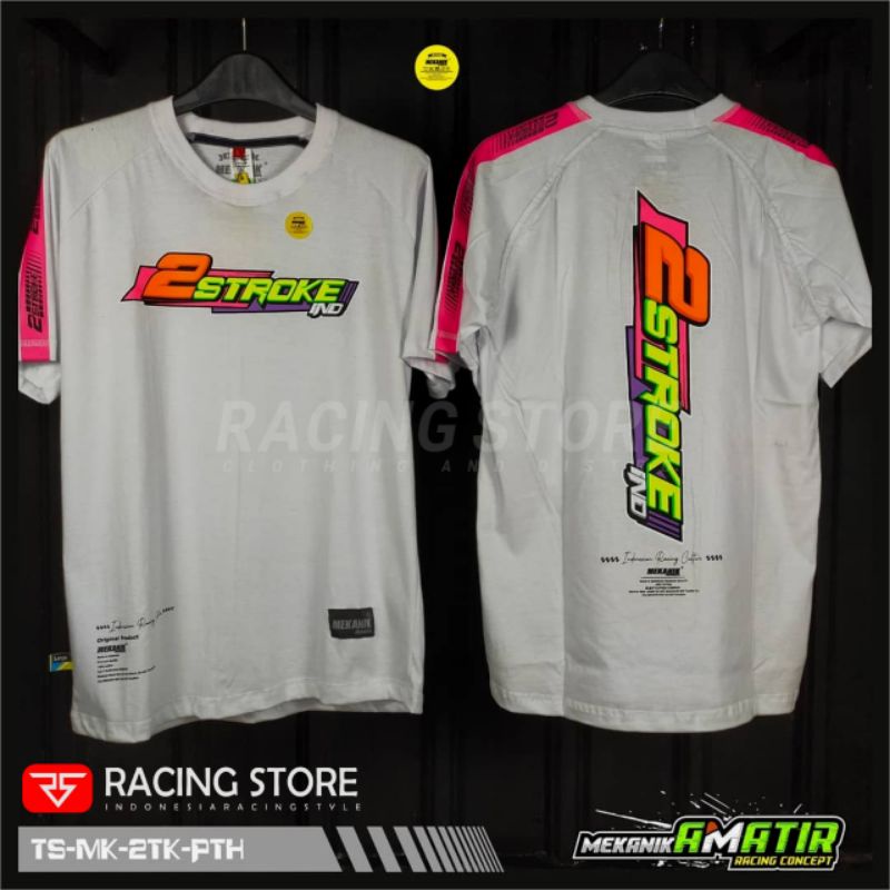 Baju Kaos Pakaian Distro Pria dan wanita Racing 2STROKE ORIGINAL MEKANIK AMATIR DISTRO Warna Putih