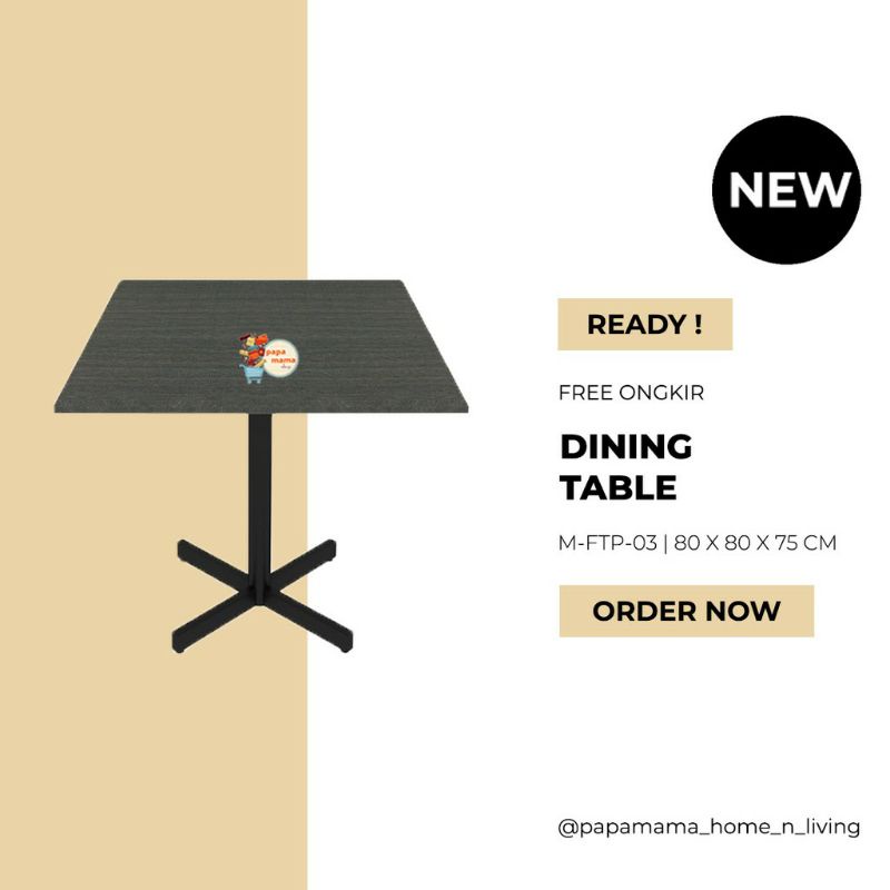Meja Makan - Meja Cafe Expo MFTP03 uk 80 cm Kaki bahan metal - MEDAN