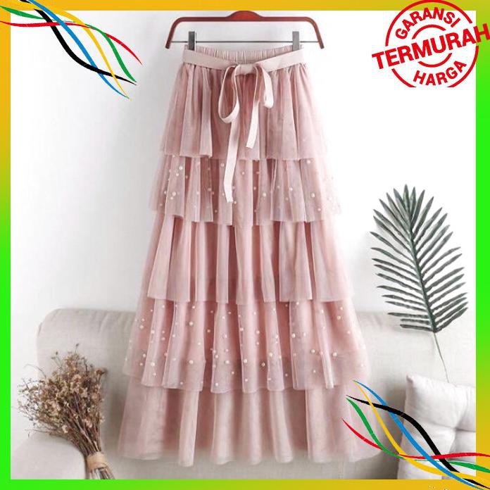 OLAHRAGA DR465 ROK TUTU IMPORT PANJANG SUSUN TINGKAT MUTIARA TUTU MAXI SKIRT IM BAYAR COD