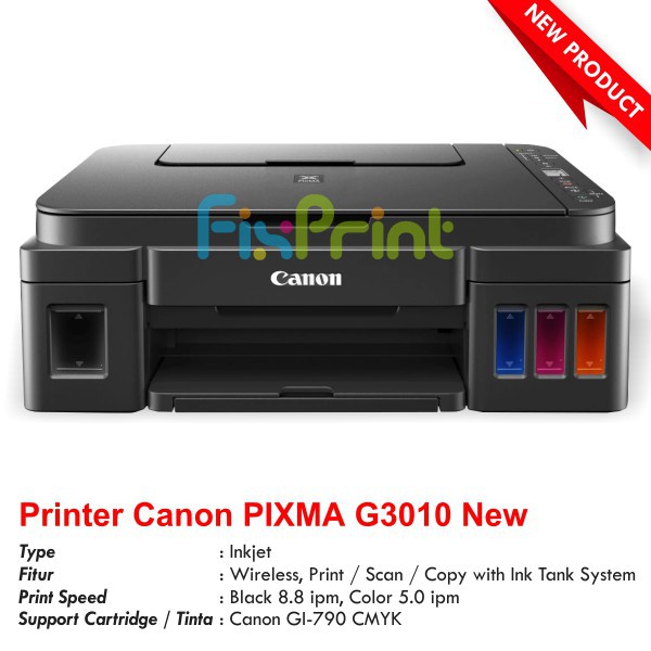 Printer Canon PIXMA G3010 Wireless All-in-One Printer (Print-Scan-Copy) WIfi Multifungsi Original Print Photo Foto Warna