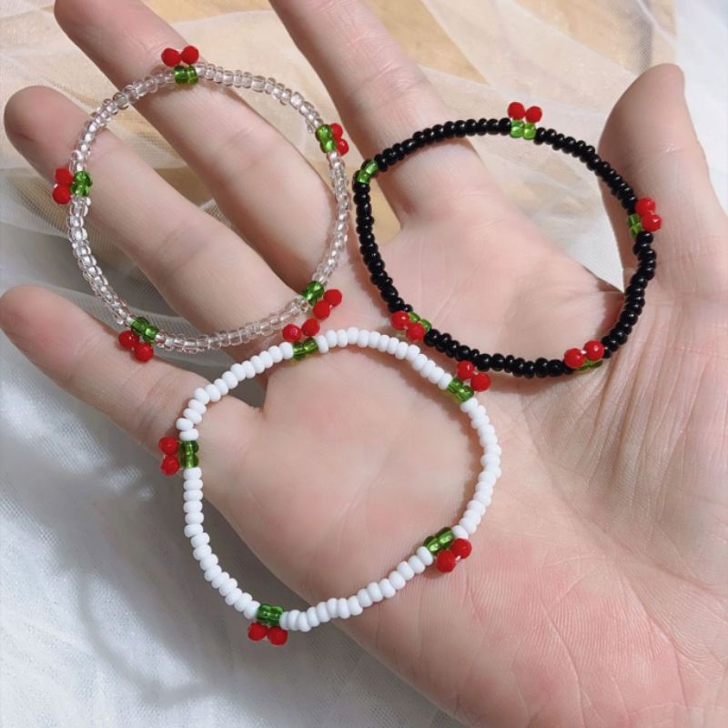 Gelang Manik Wanita Rangkai Cherry Premium Import Korean Style