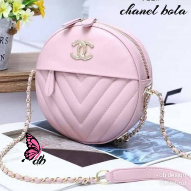 Tas Selempang Bulat channell BOLA selempang Rante / Tas Wanita Modis Bandung