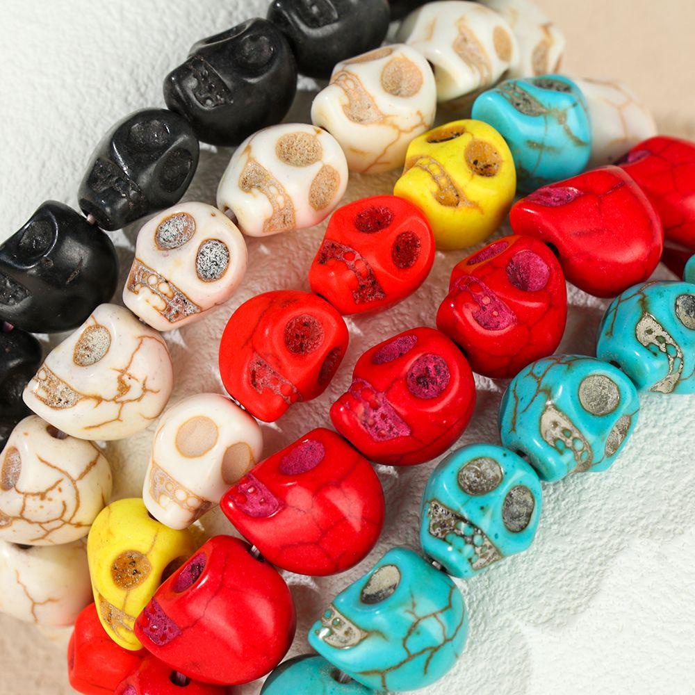 Lily Skull Stone Bangle Retro Vintage Warna-Warni Gothic Pasangan Gelang