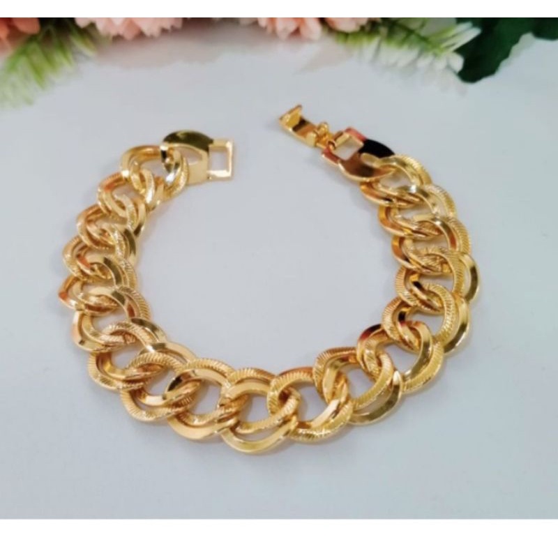 Gelang tangan rantai belimbing titanium 18k perhiasan wanita cantik