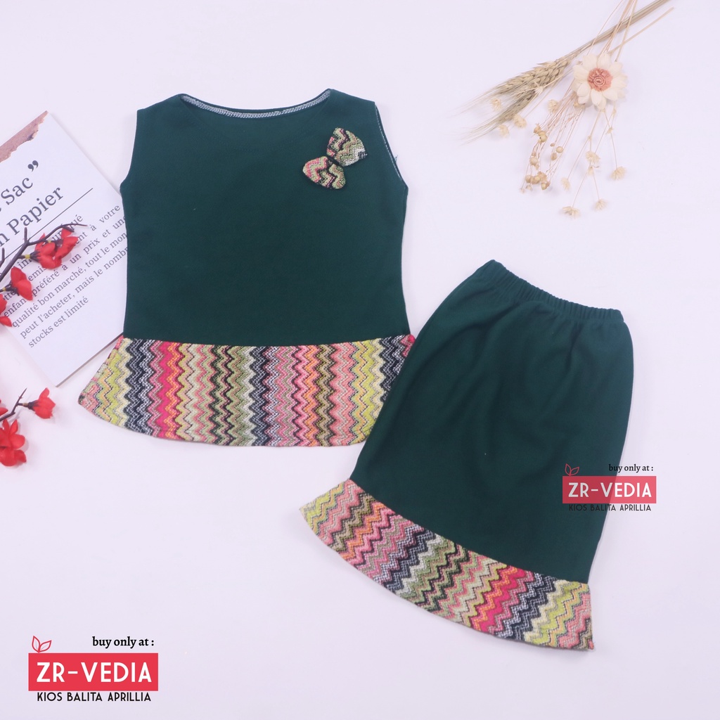 Setelan Zizi Anak uk Bayi - 4 Tahun / Atasan Bawahan Rok Perempuan Set Baju Murah Pesta Peplum Cewek