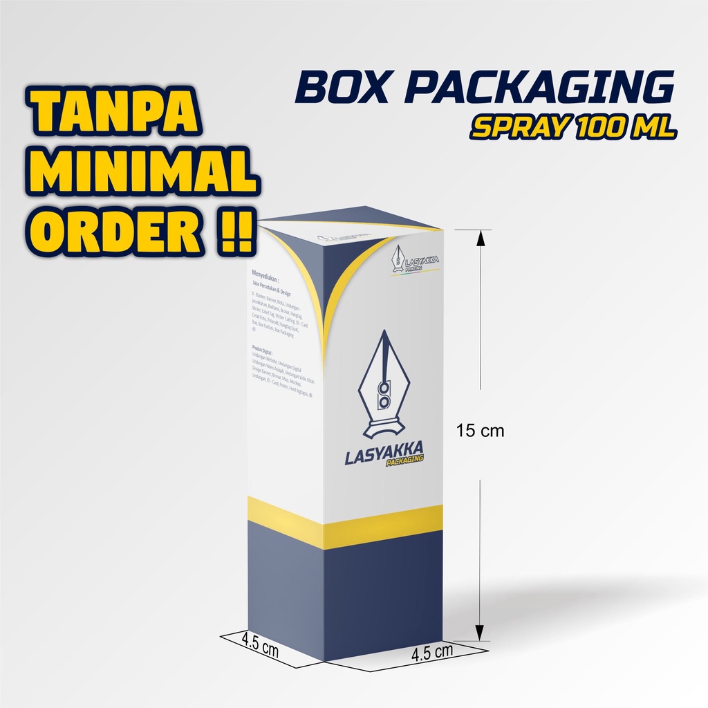 Box Packaging CUSTOM / Box Custom 100ml / Kemasan Botol 4,5x4,5x15